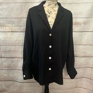 Wilfred Black Blazer White Buttons Size Medium Oversized Aritzia